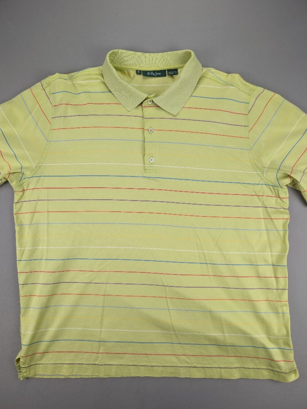 Bobby Jones Cotton Lime Green Multicolour Stripe Golf Polo - XL